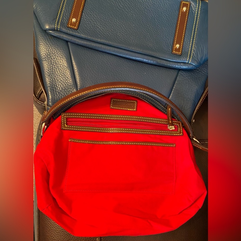 Dooney & Bourke - EUC-Samba Denim Blue Pebbled Leather Logo Lock Hobo Bag - Picture 5 of 11